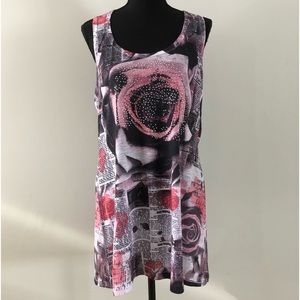 Women’s Goa Pink Floral Newspaper print embroidered back top size L